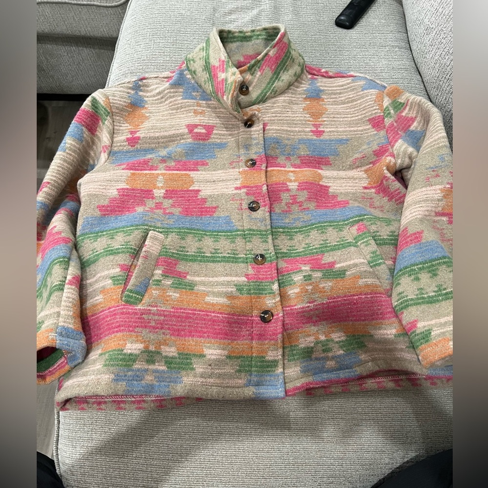 Coco + Carmen Aztec print button up jacket